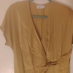 AK Anna Kay Made In France Gold Satin 1920's Vtg Style Sz Small Lk New